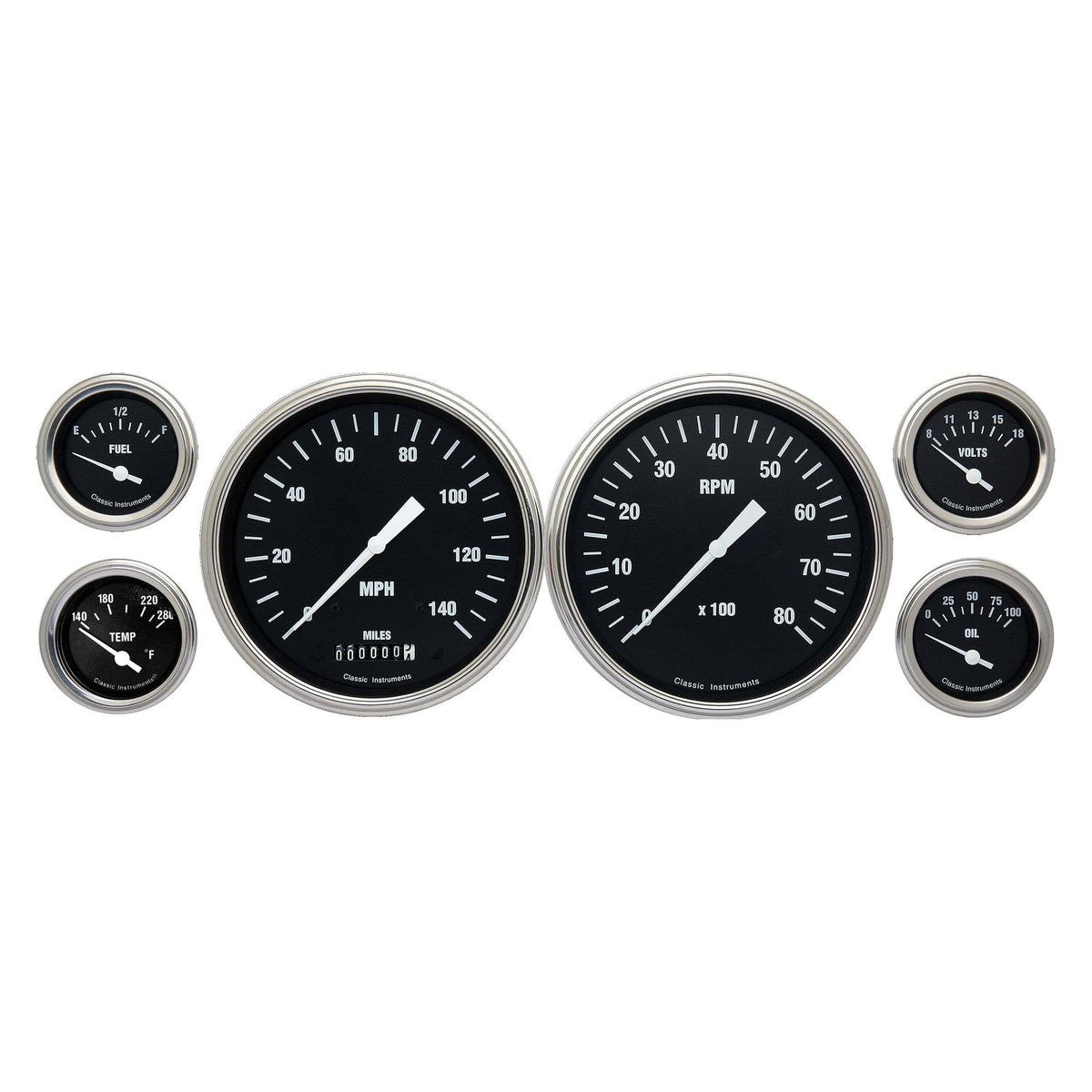 Classic Instruments The Hot Rod Series Six Gauge Package - HR51SLF