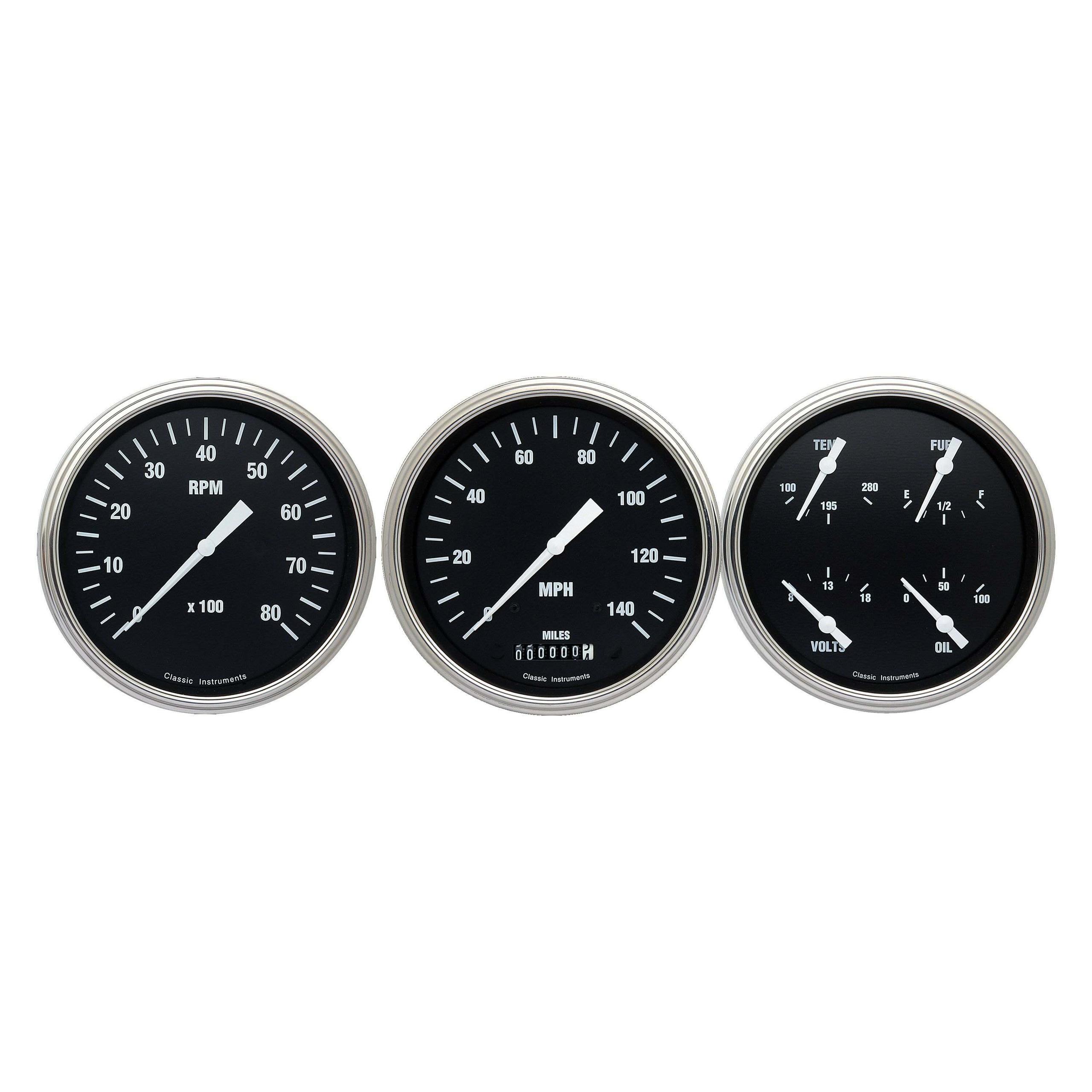 Classic Instruments The Hot Rod Series Three Gauge Package - HR53SLF