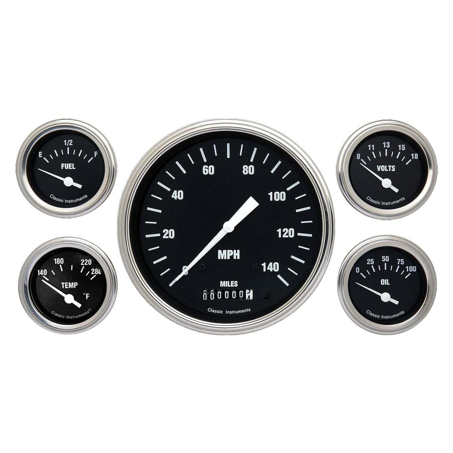 Classic Instruments The Hot Rod Series Five Gauge Package - HR54SLF