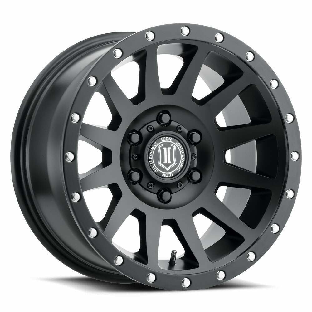 Icon ALLOYS COMPRESSION SAT BLK - 17 X 8.5 / 5 X 5 / -6MM / 4.5" BS (2007-2022 Gladiator, Wrangler JK, Grand Cherokee, Wrangler) - 2017857345SB