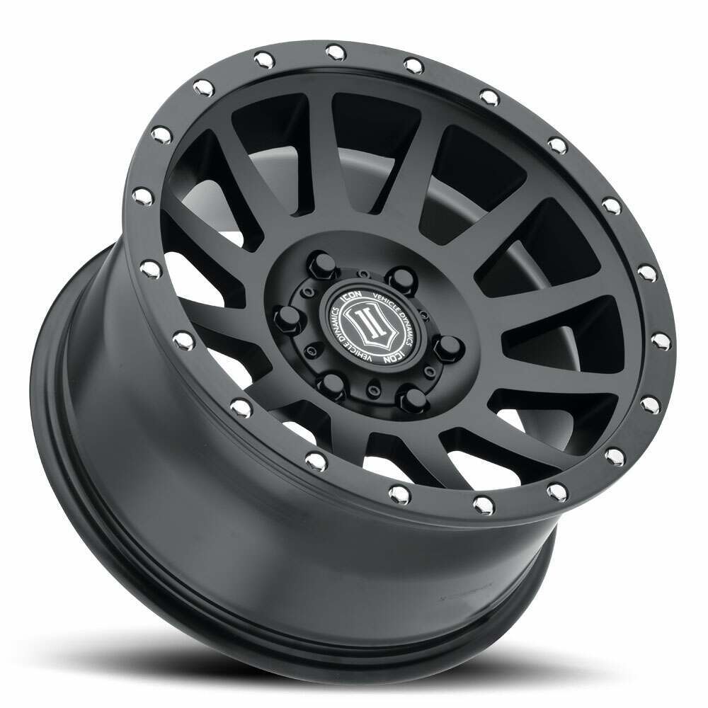Icon ALLOYS COMPRESSION SAT BLK - 17 X 8.5 / 5 X 5 / -6MM / 4.5" BS (2007-2022 Gladiator, Wrangler JK, Grand Cherokee, Wrangler) - 2017857345SB