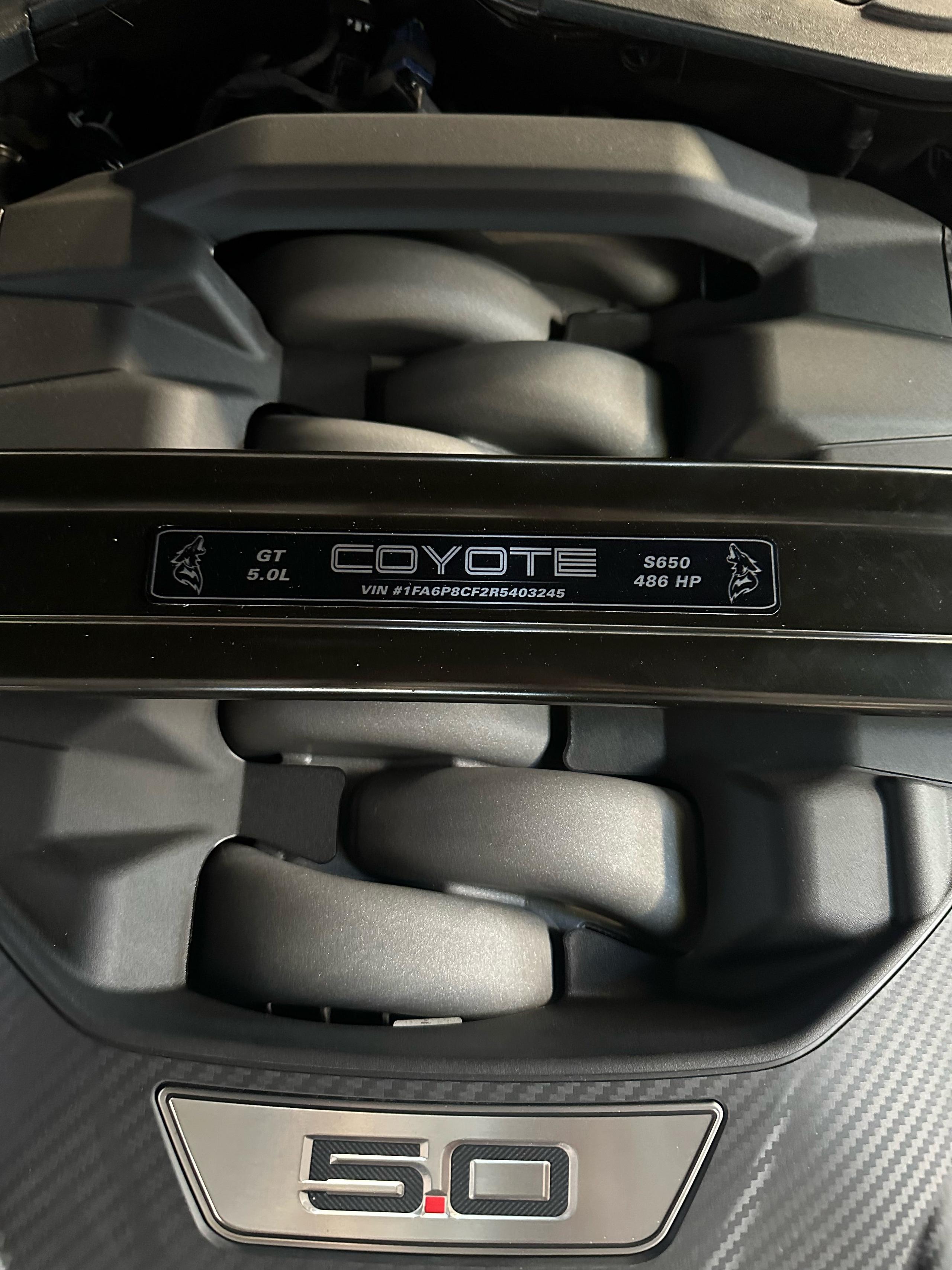 Anchor Room 2024+ S650 Mustang Aluminum Strut Tower Bar Plate - Coyote Howling - 24FM_SP_S5CH_1