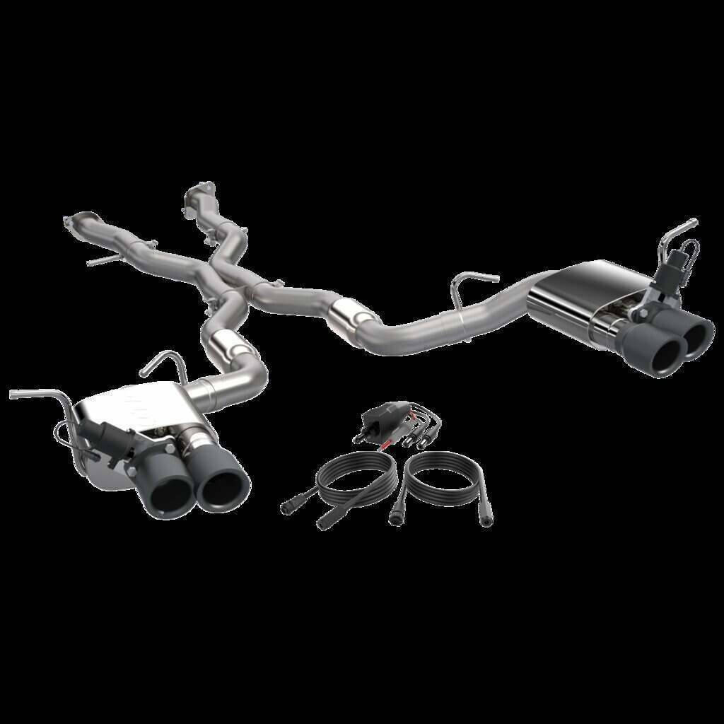 QTP 2018-2020 Jeep Grand Cherokee Trackhawk QTP Screamer Cat Back Black Tips - 427218B