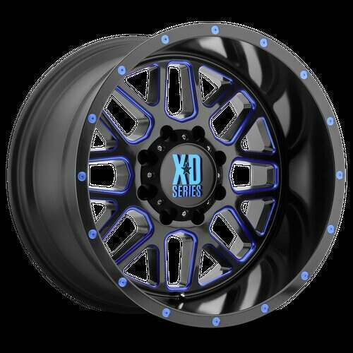 XD Wheels XD820 Grenade 20X9 in Satin Black Milled W/ Blue Tinted Clear Coat - 6X5.5 Bolt, 18 Offset - XD82029068918BC