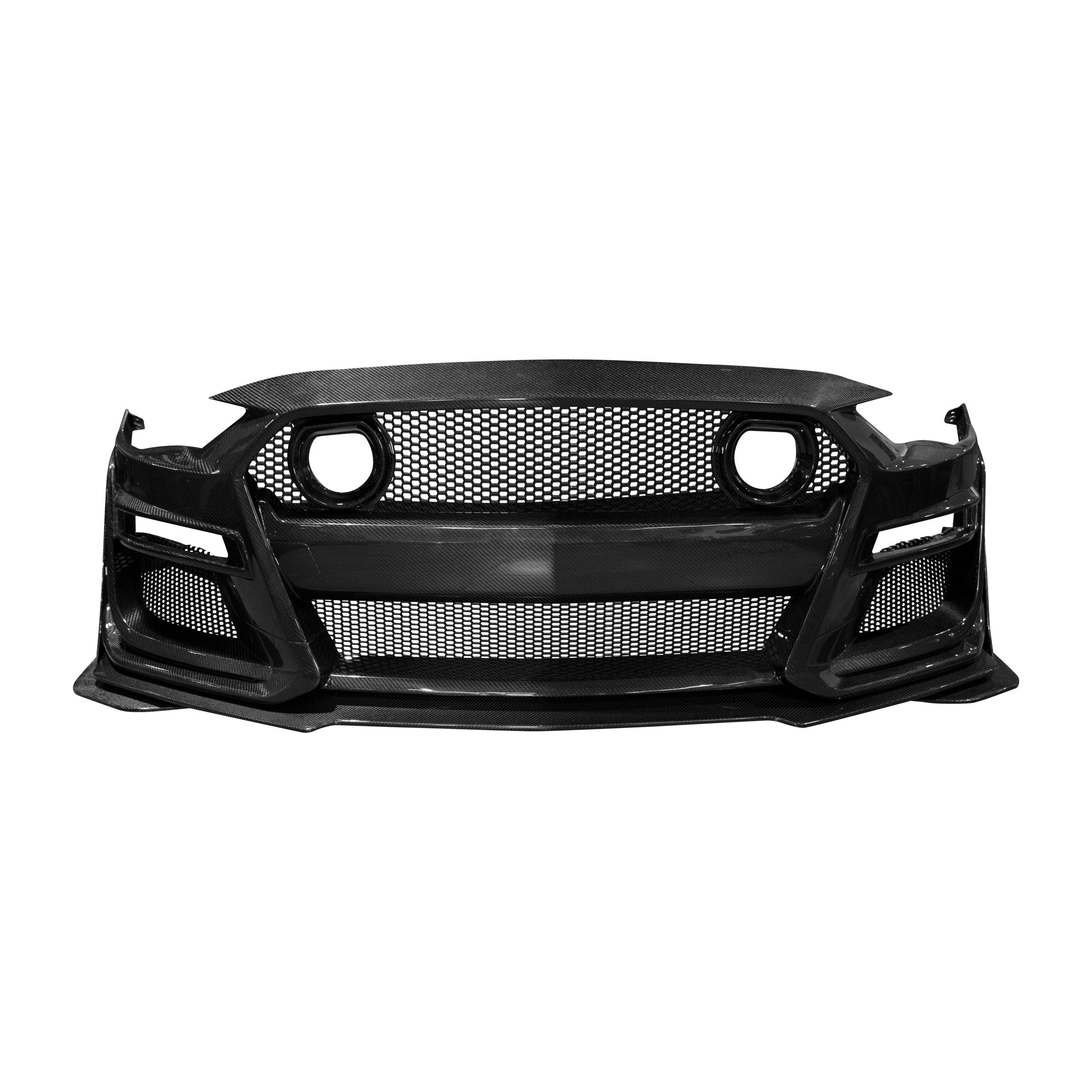 Auto Addict GT500/Mach1 Combo Double Sided Full Carbon Fiber Track Package Front Bumper Conversion (2018-2023 Ford Mustang) - AA-MSTG_FRNT_BUMP_GT5_GCF_18