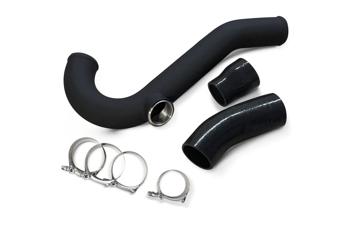 CV Fab Hot-side Aluminum Intercooler Pipe with TiAL Flange (2015-2021 Ford Mustang EcoBoost) (Race Intercooler Only) - ECOMUSHTBV1-1-R