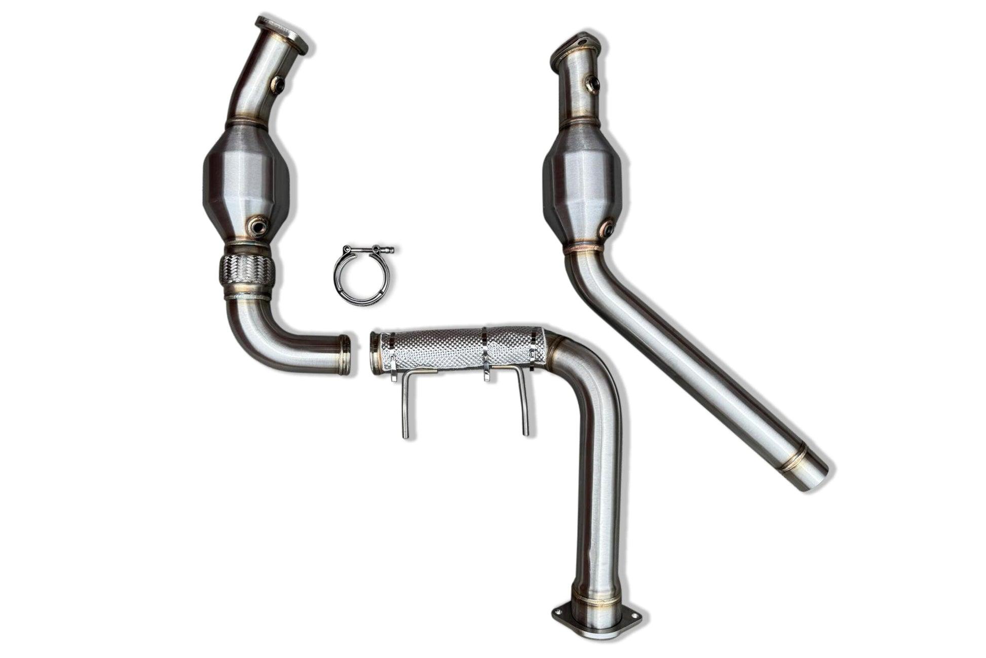 CV Fab Stainless Steel Downpipes (2021-2023 3.5L Raptor F-150 EcoBoost) - FFR2123CDP-1