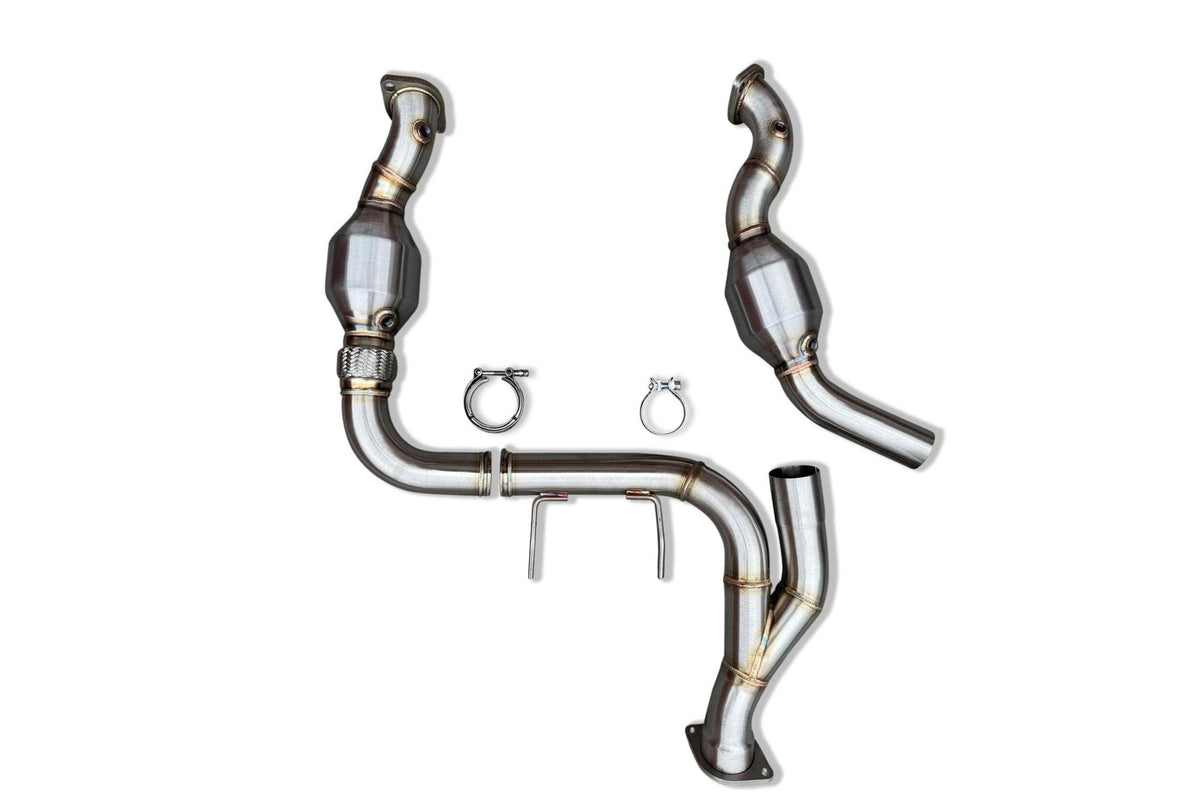 CV Fab Stainless Steel Catted Downpipes (2024-2025 Ford F-150 2.7L EcoBoost) - FF272324CDP-1