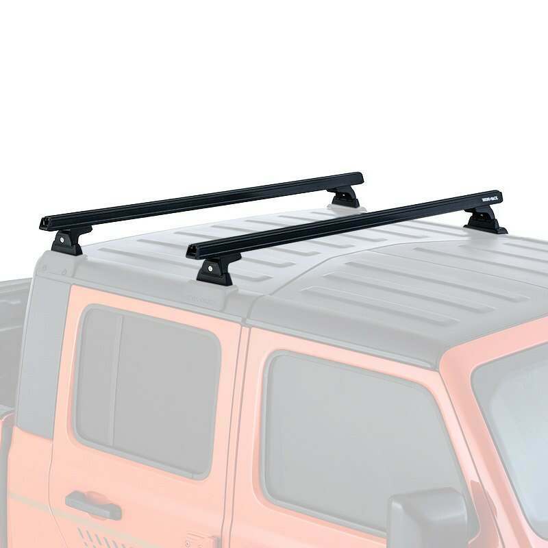 Rhino-Rack 20-21 Jeep Gladiator 4 Door Heavy Duty 2 Bar Backbone Roof Rack w/RLT600 Legs - Black - JC-00299