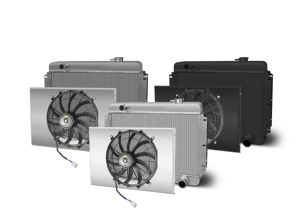 AFCO Aluminum Satin Radiator and Shroud 1962-67 Nova Single Satin Shroud Downflow AFCO - 80286-S-SS-N