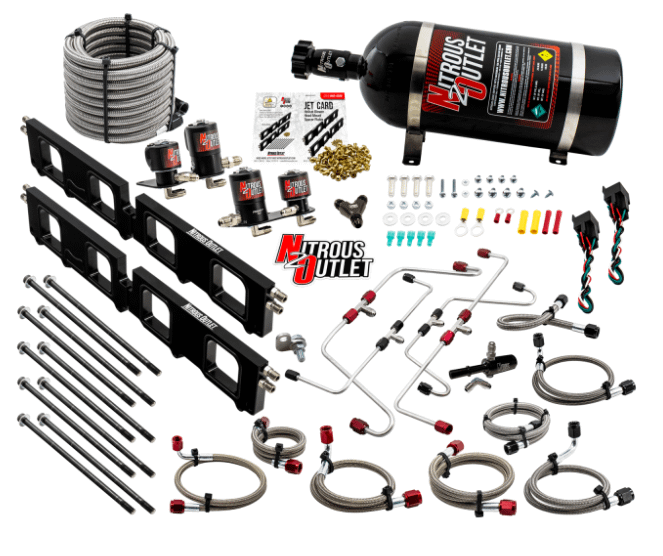 Nitrous Outlet Blower Spacer Plate System - Gas/E85 (45-55psi)(130-400HP) ( Dodge 2015-2023 6.2L Hemi Hellcat/Challenger/Charger/Red Eye/Demon/2018-2021 Track Hawk) - 00-10169-10