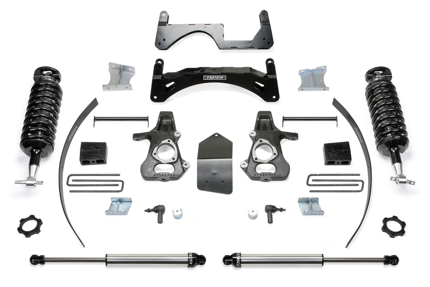Fabtech 6" Perf Sys W/ 4.0 & 2.25 14-18 Gm K1500 P/U W/ Oe Alm Or Stmp Stl Uca (2014-2018 Silverado 1500, Sierra 1500) - K1073DL