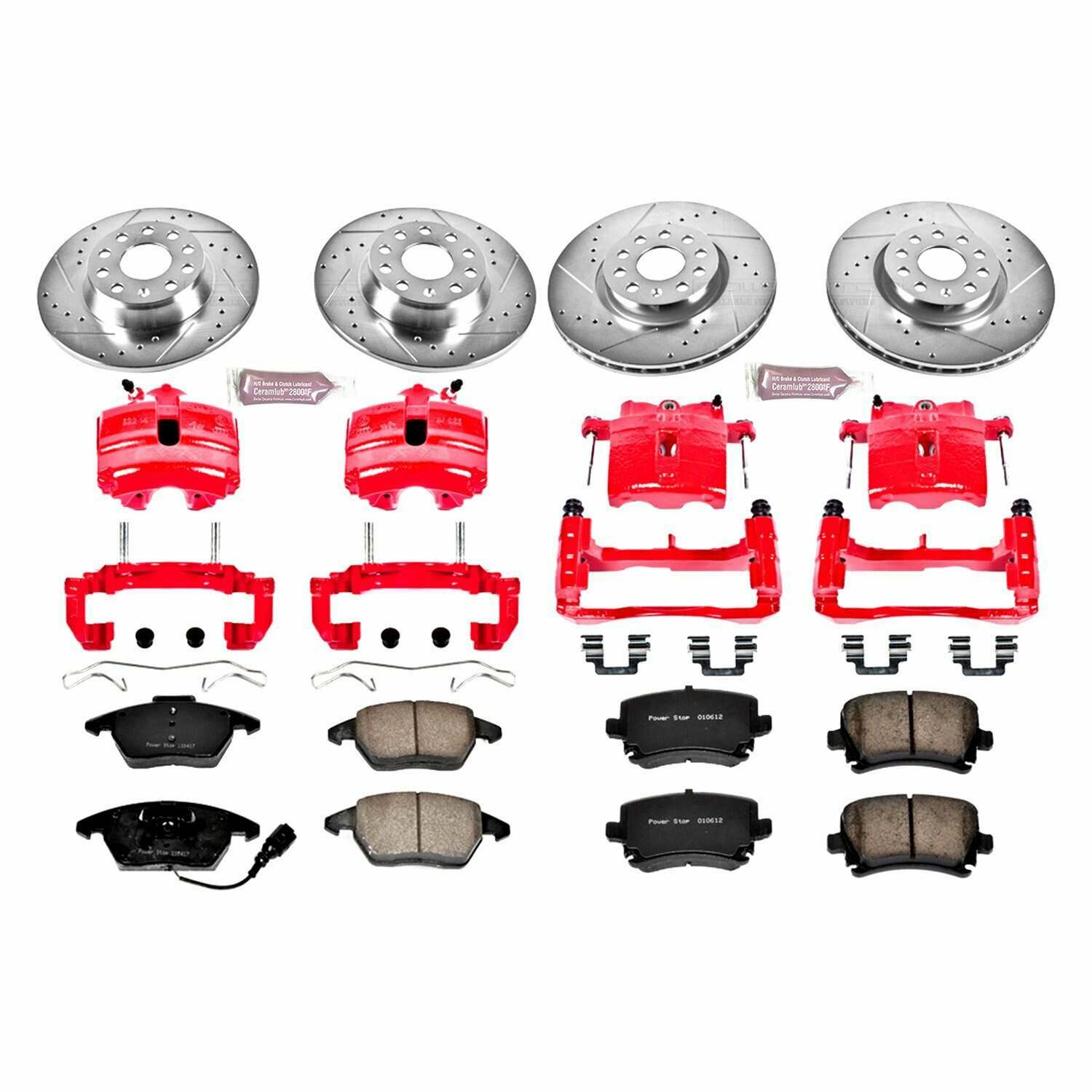 Power Stop 2009 Audi A3 Front & Rear Z26 Street Warrior Brake Kit w/Calipers - KC2260B-26