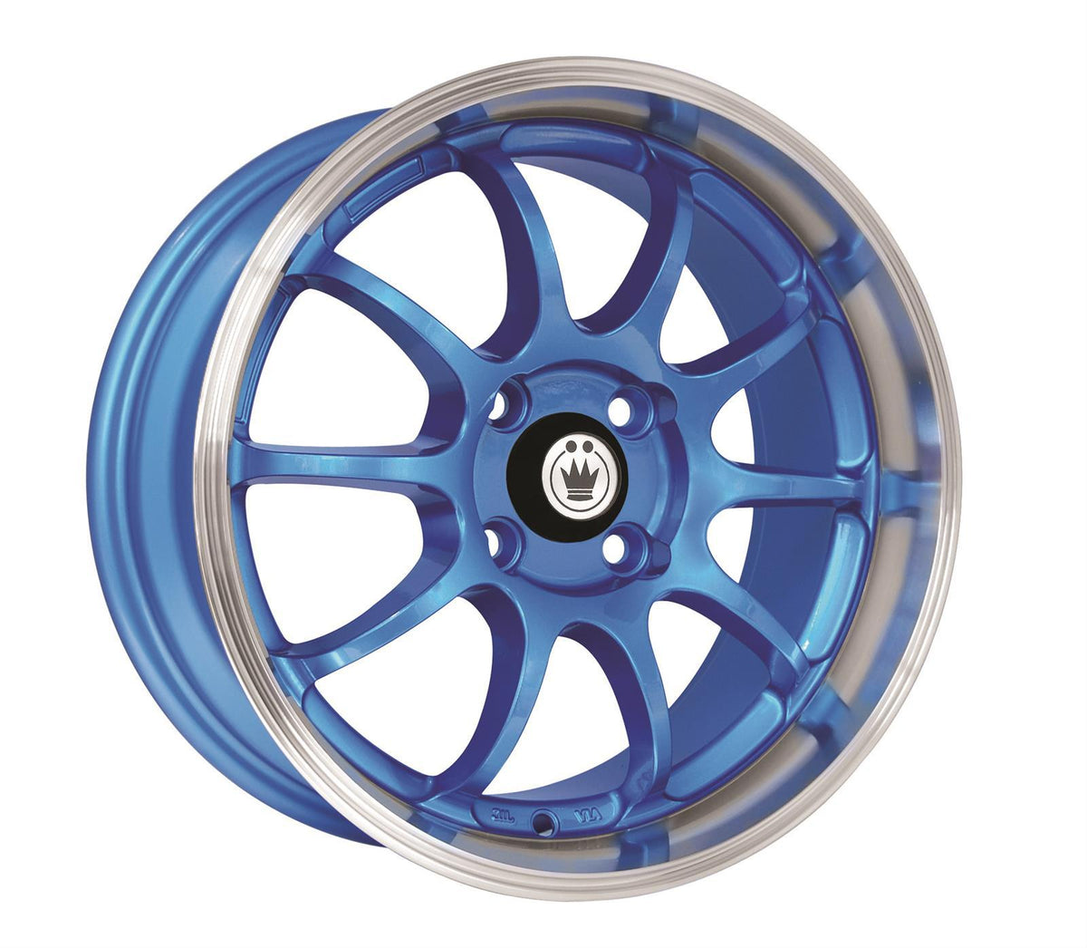 Konig Lightning 15X7 4X100 Et38 Blue/Machine Lip - LI57100383