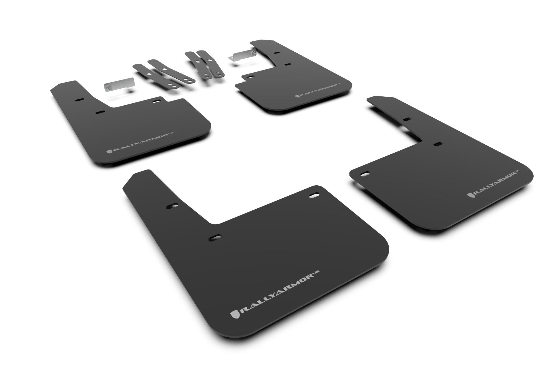 Rally Armor Black Mud Flap/Silver Logo (2018-2023 Hyundai Kona Electric, Hyundai Kona) - MF63-UR-BLK/SIL
