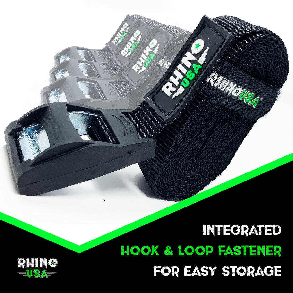Rhino USA Rhino Usa Lashing Straps 1In X 12Ft - Set Of 4 (Black) - LASHING-STRAP-4PK