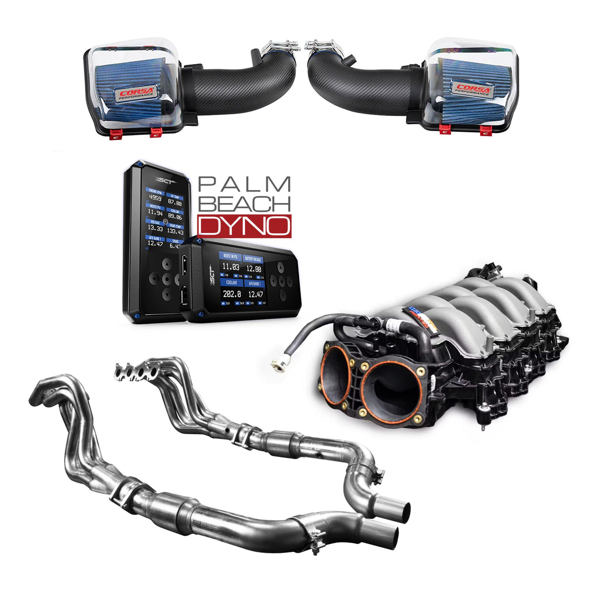 Palm Beach Dyno Stage 3 Power Pack - ALL OUT NA with SCT BDX Performance Programmer with Custom Tune (2024-2026 Mustang GT / Dark Horse)