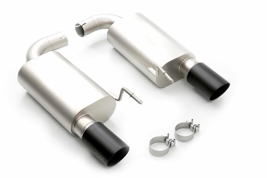 Long Tube Headers 2.75" AxleBack Exhaust System Stainless Steel with 4" Black Tips (2015-2017 Mustang GT / 2026 Mustang GT Non Active) - FDAB00004T