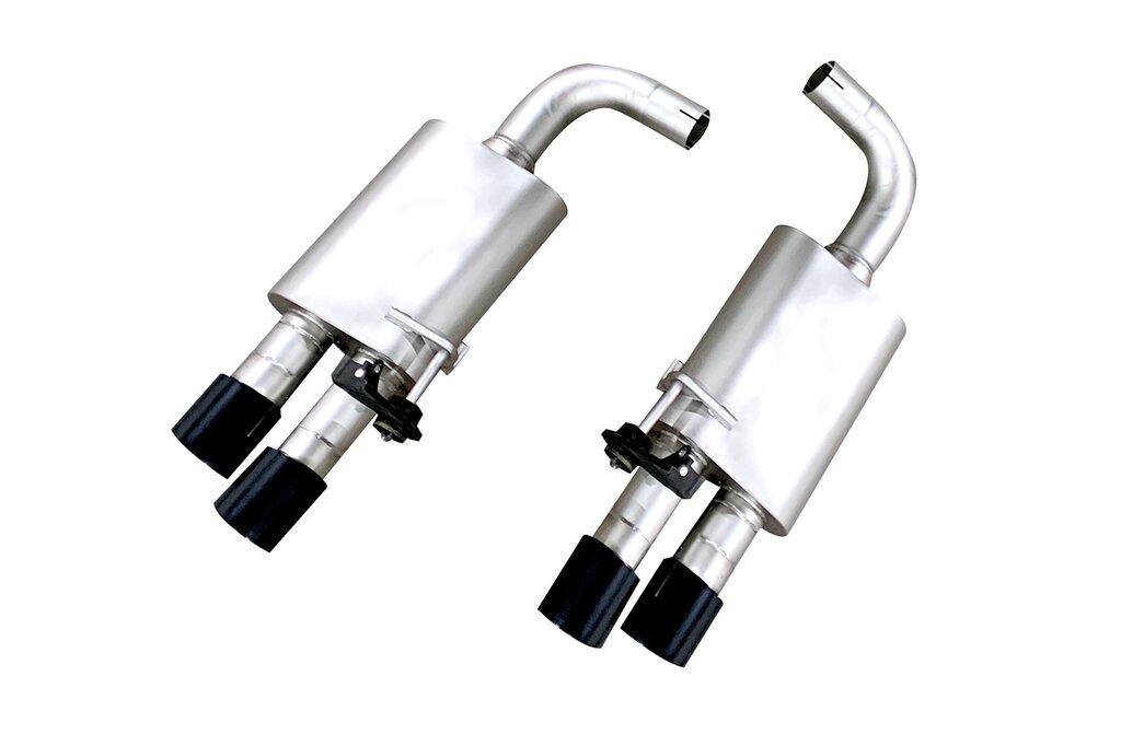 Long Tube Headers FDAB00005B True Dual Axle Back Exhaust System for 2018-2023 Mustang GT - Black Tips
