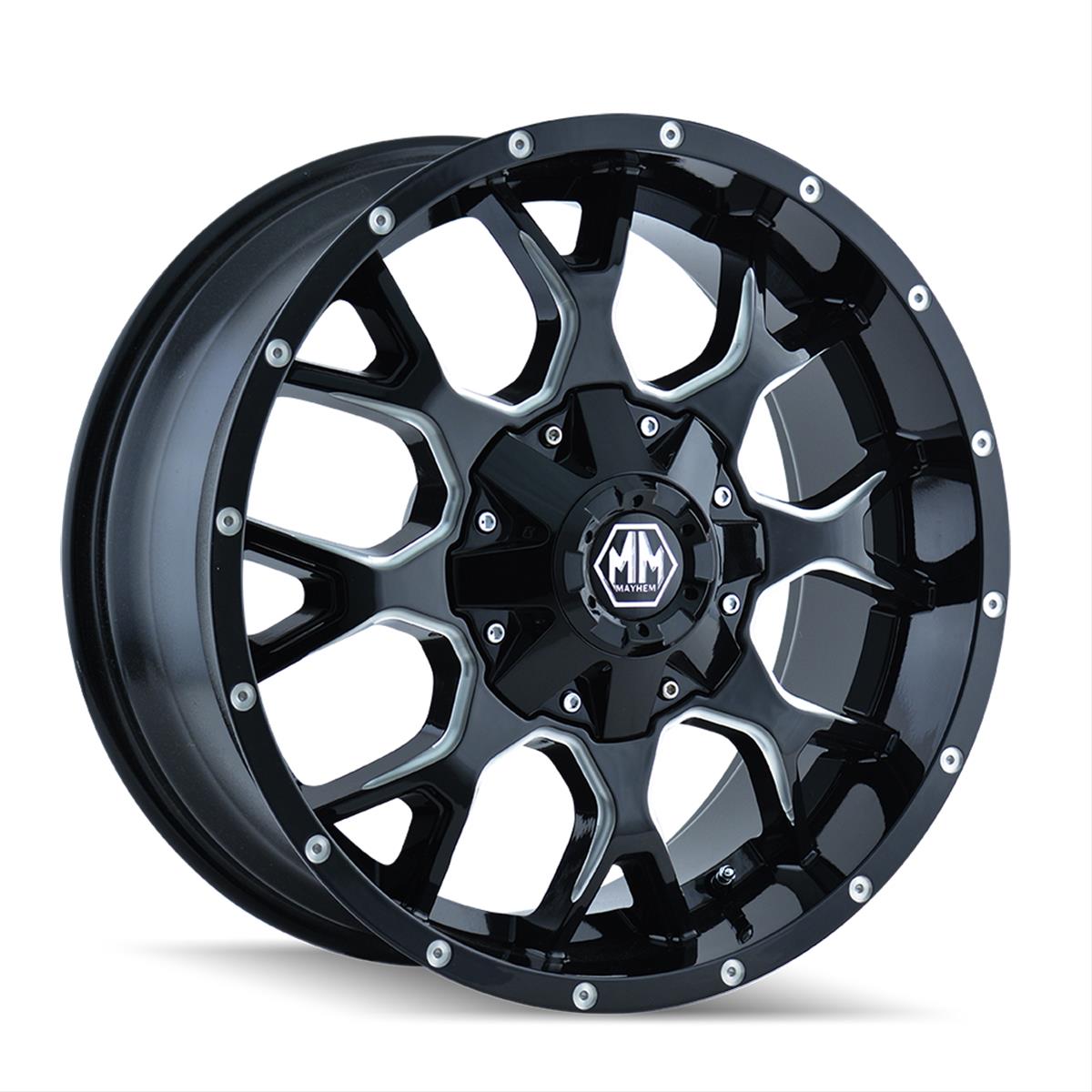Mayhem Wheels 8015 Warrior 20x9 / 6x135 BP / 18mm Offset / 106mm Hub Black w/ Milled Spokes Wheel - 8015-2937M18