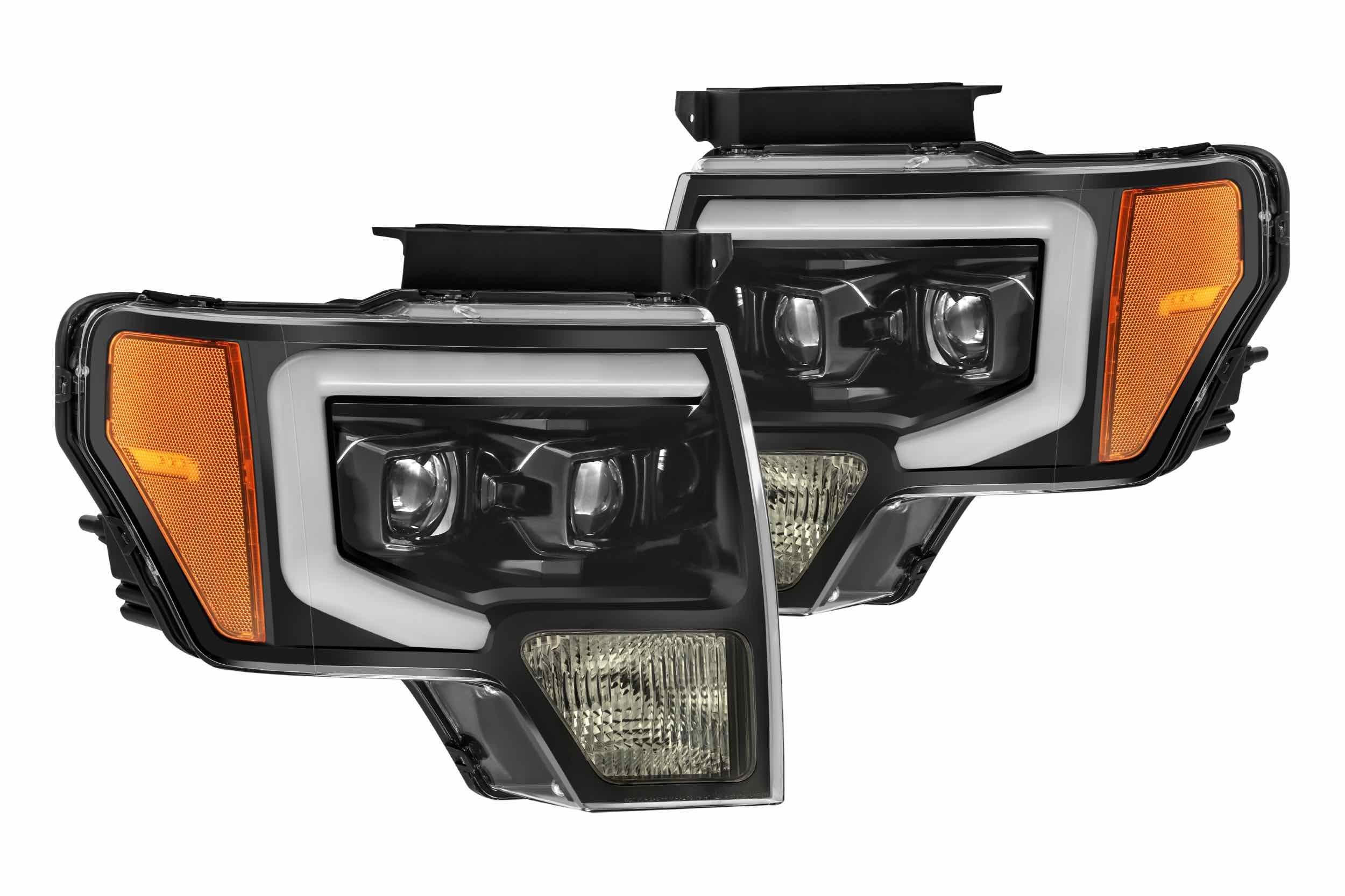 AlphaRex Luxx-Series LED Heads: Ford F150 (09-14) - Matte Black / Chrome (Set) - 880179