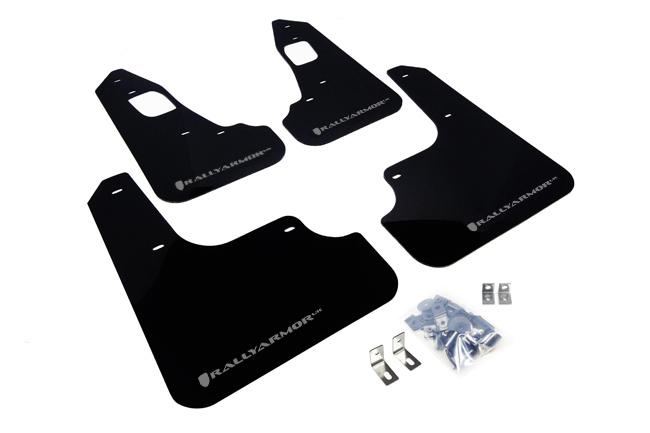Rally Armor Black Mud Flap/Silver Logo (2008-2017 Mitsubishi Lancer) - MF10-UR-BLK/SIL
