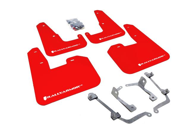 Rally Armor Red Mud Flap/White Logo (2008-2014 Impreza WRX, Impreza WRX STI) - MF15-UR-RD/WH