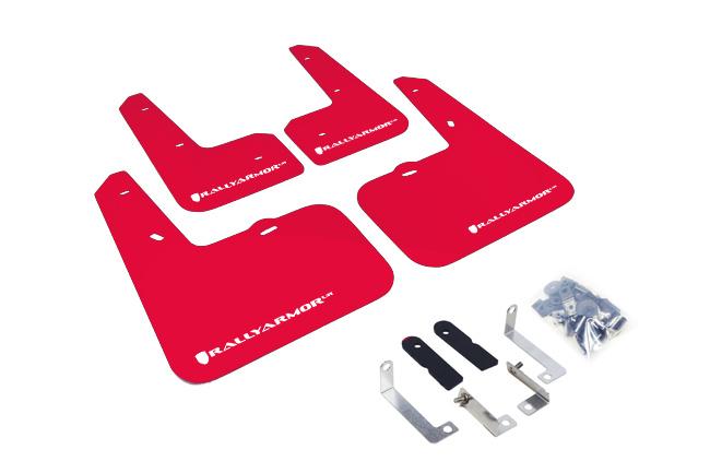 Rally Armor Red Mud Flap/White Logo (2012-2017 Veloster Base, Veloster Turbo) - MF24-UR-RD/WH