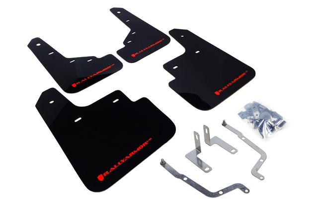 Rally Armor Black Mud Flap/Red Logo (2014-2018 Mazda 3) - MF31-UR-BLK/RD