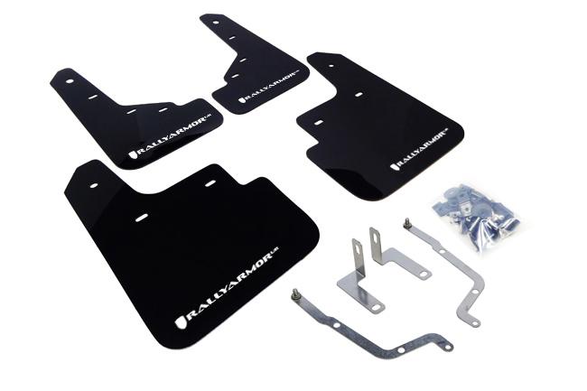 Rally Armor Black Mud Flap/White Logo (2014-2018 Mazda 3) - MF31-UR-BLK/WH