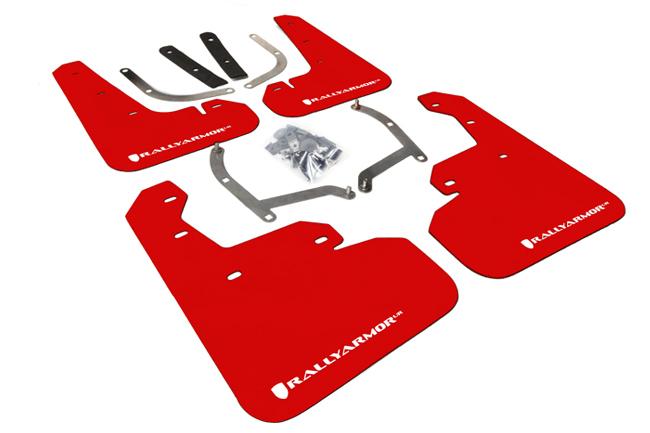 Rally Armor Red Mud Flap/White Logo (2017-2023 Impreza Limited, Impreza Premium, Impreza Sport) - MF45-UR-RD/WH