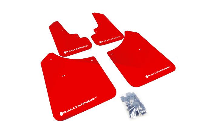Rally Armor Red Mud Flap/White Logo (2004-2008 Subaru Forester) - MF5-UR-RD/WH