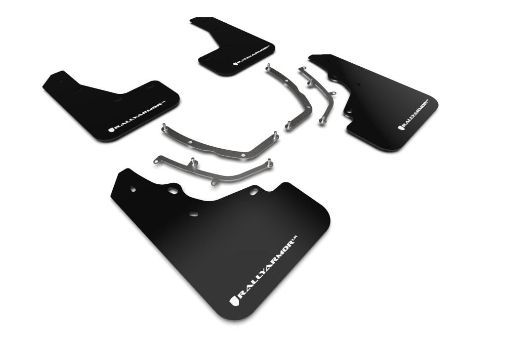 Rally Armor Black Mud Flap/White Logo (2019-2025 3) - MF61-UR-BLK/WH