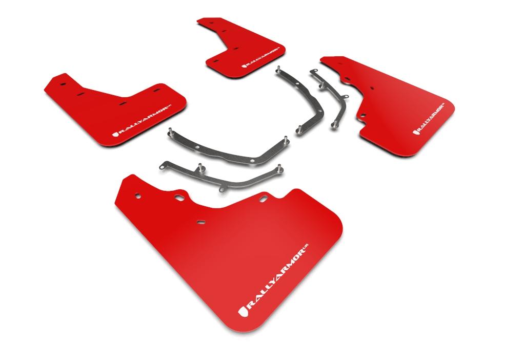 Rally Armor Red Mud Flap/White Logo (2019-2025 3) - MF61-UR-RD/WH