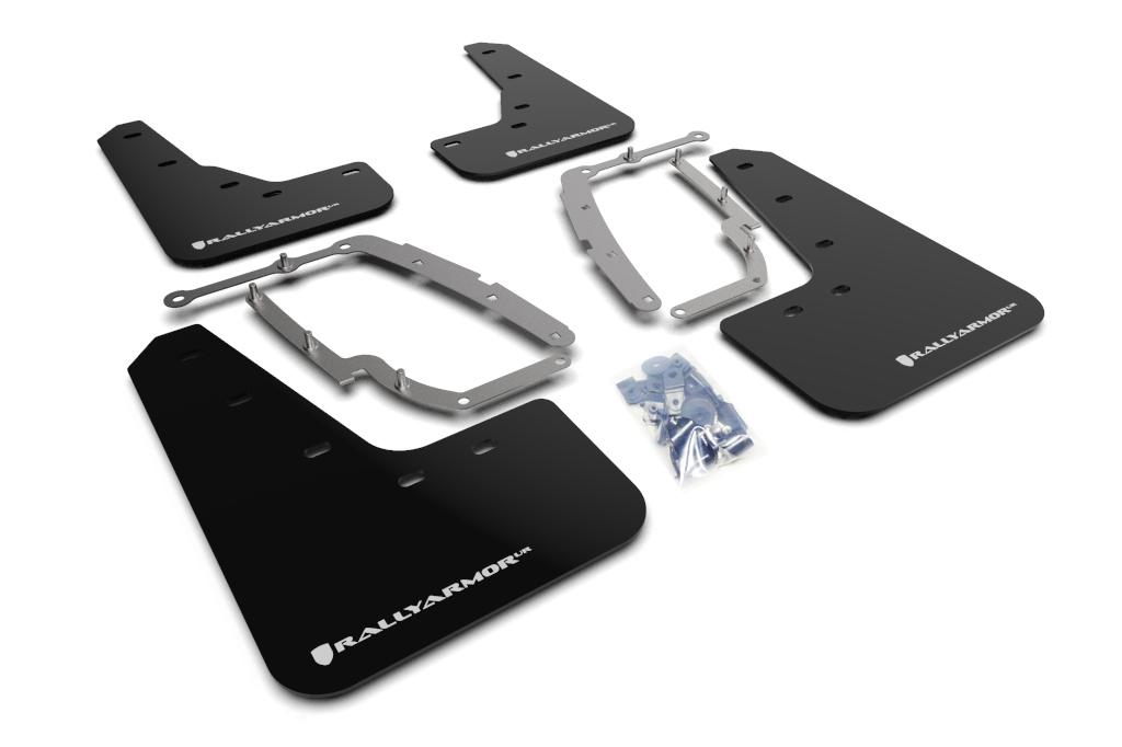 Rally Armor Black Mud Flap/White Logo (2017-2023 3) - MF62-UR-BLK/WH
