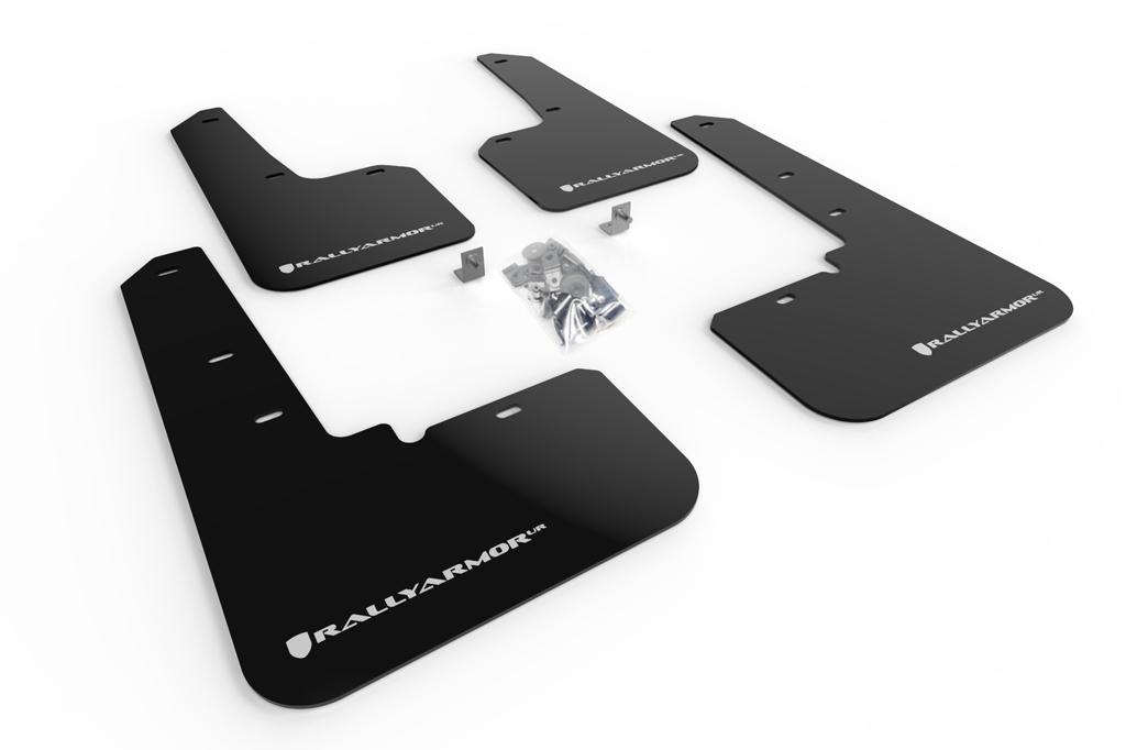 Rally Armor Black Mud Flap/White Logo (2020-2025 Outback) - MF66-UR-BLK/WH