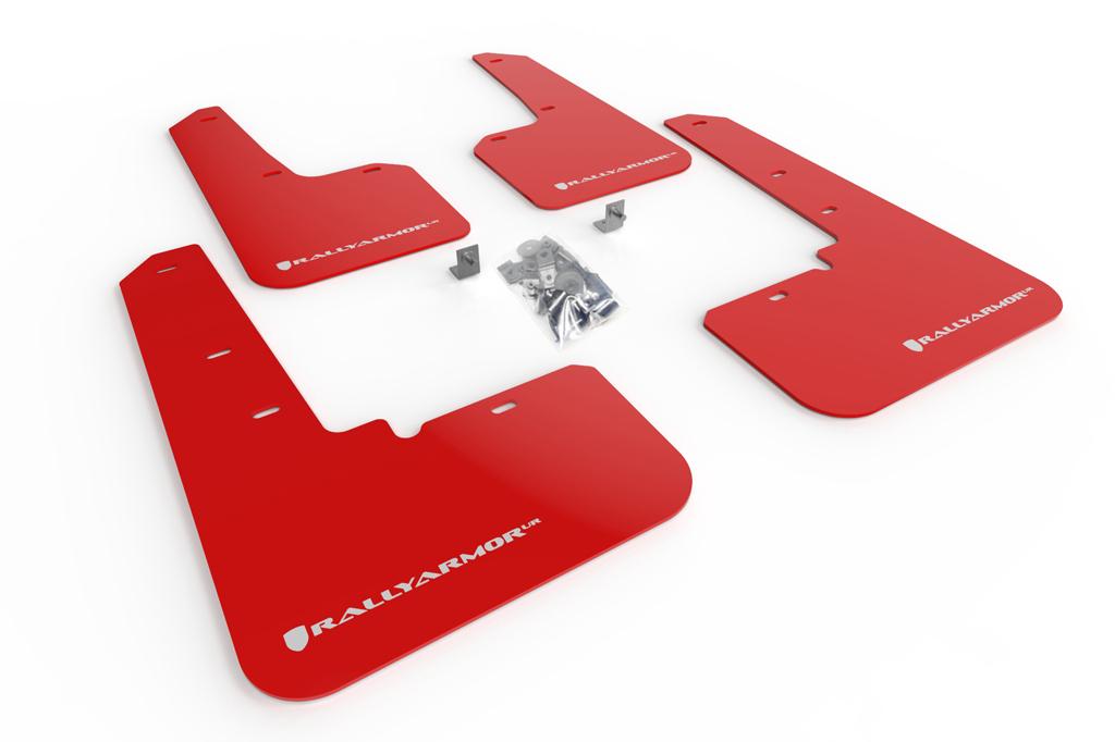 Rally Armor Red Mud Flap/White Logo (2020-2025 Outback) - MF66-UR-RD/WH
