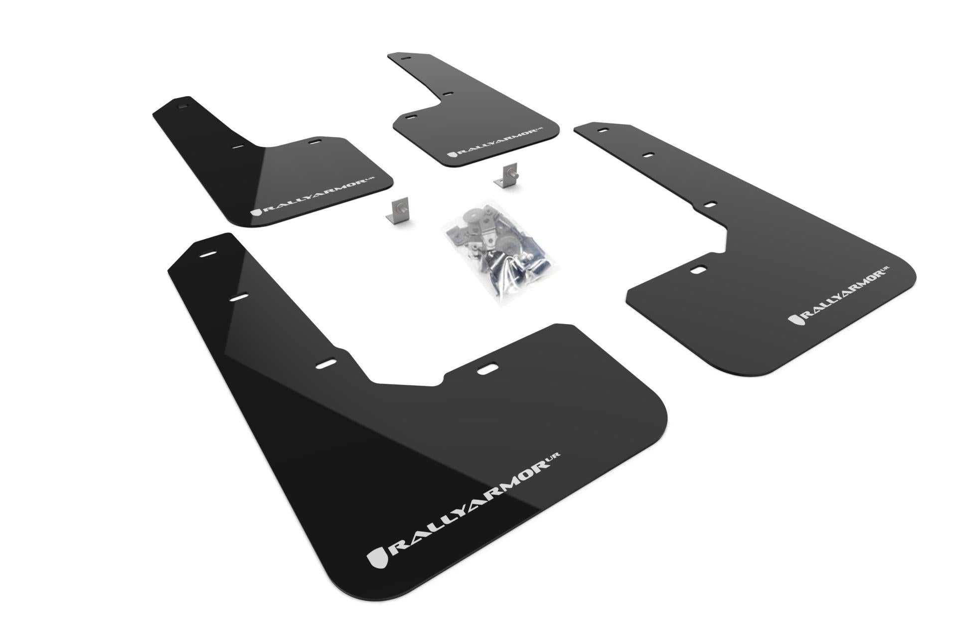 Rally Armor Black Mud Flap/White Logo (2022-2025 Outback Wilderness) - MF76-UR-BLK/WH