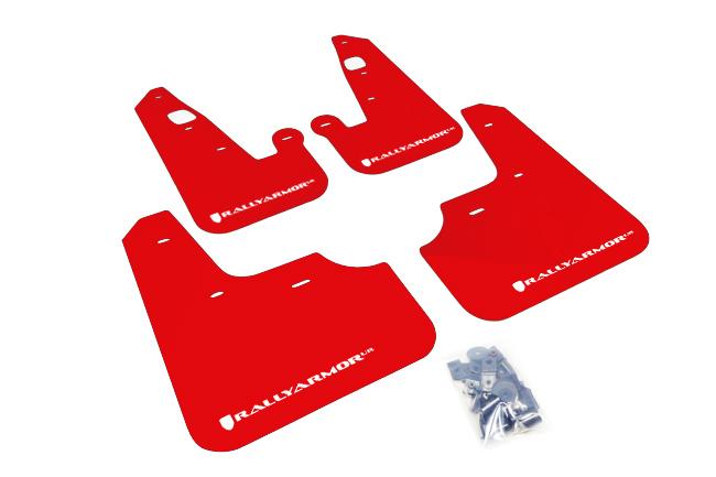 Rally Armor Red Mud Flap/White Logo (2007-2017 Lancer Ralliart, Lancer SE, Lancer GTS, Lancer ES) - MF8-UR-RD/WH