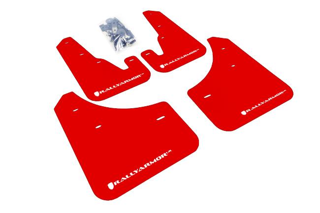 Rally Armor Red Mud Flap/White Logo (2004-2009 3 i, 3 S, 3 Mazdaspeed) - MF9-UR-RD/WH