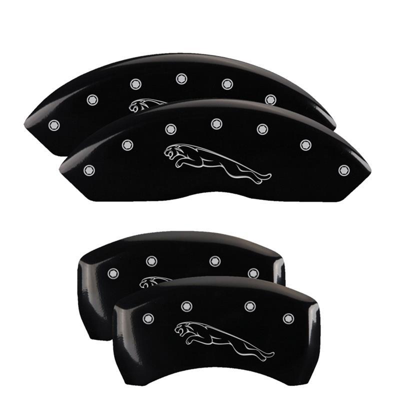 MGP Set Of 4 Caliper Covers Engraved Front And Rear: Leaper Black Powder Coat Fini (2000-2005 S-Type Base) - 41010SLPCBK