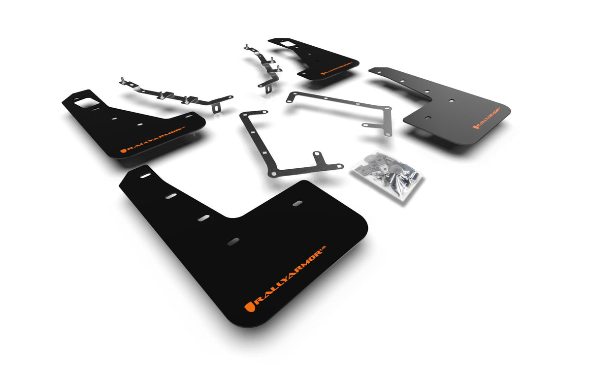 Rally Armor Black Mud Flap/Orange Logo - MF56-UR-BLK/OR
