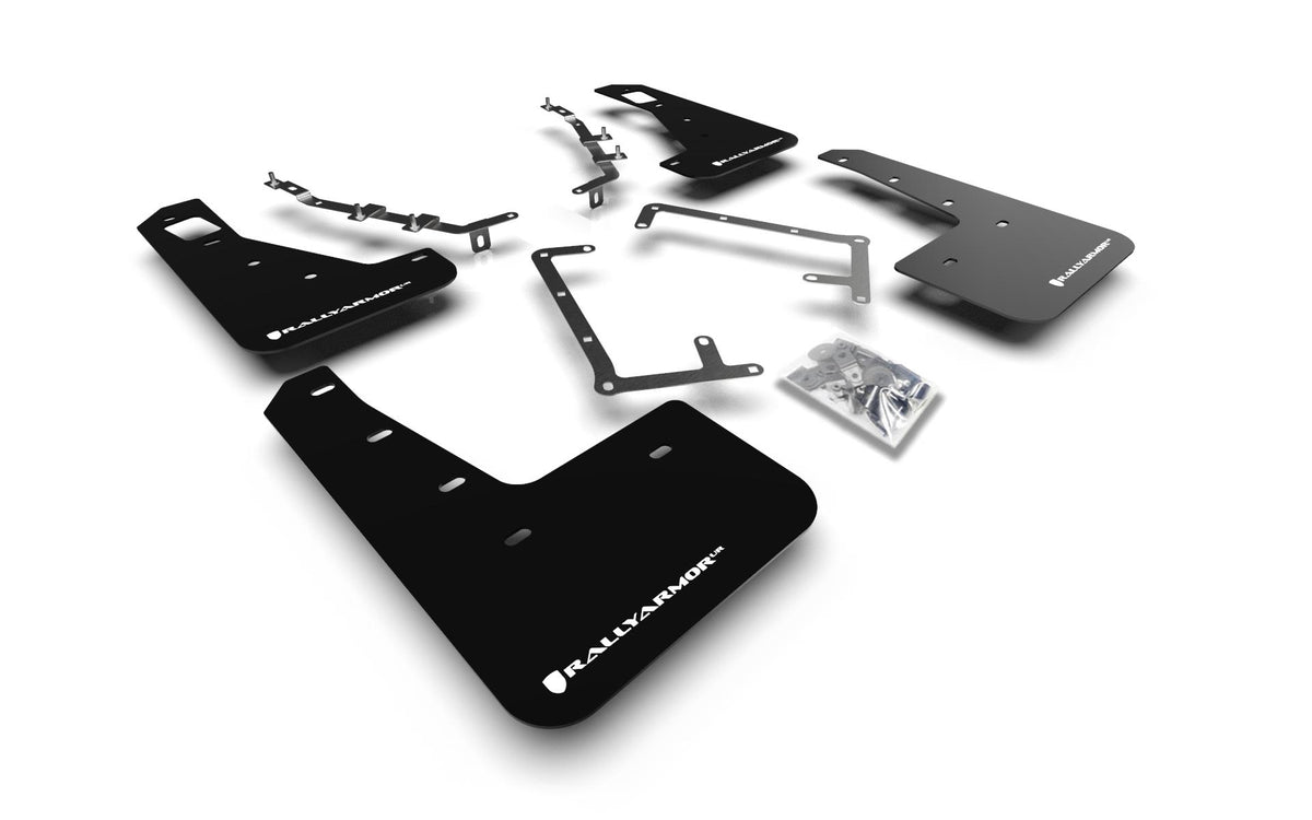 Rally Armor Black Mud Flap/White Logo - MF56-UR-BLK/WH