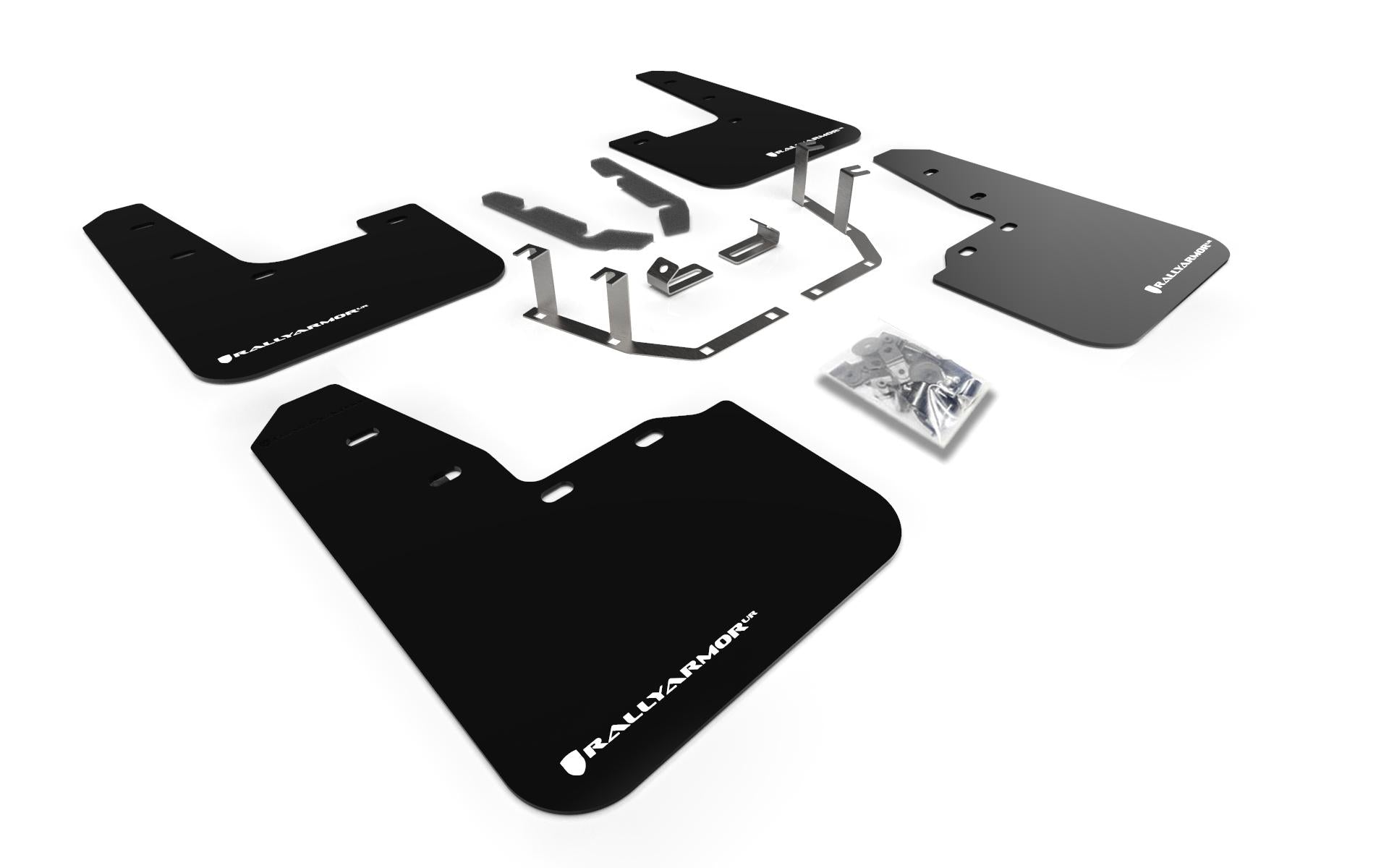 Rally Armor Black Mud Flap/White Logo - MF60-UR-BLK/WH