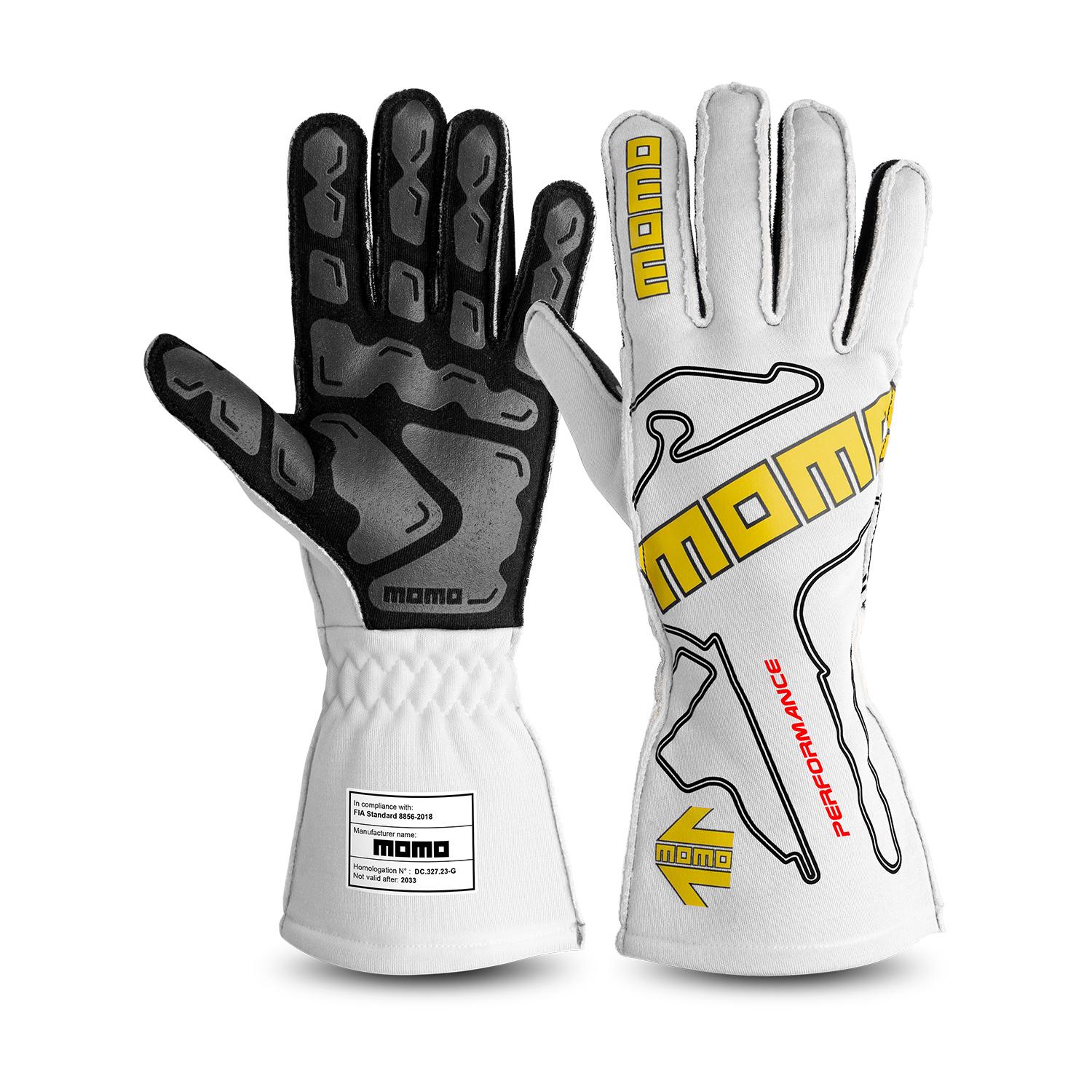 Momo GLOVES PERFORMANCE WHITE 11 FIA 8856-2018 - GUPERFOWHT11