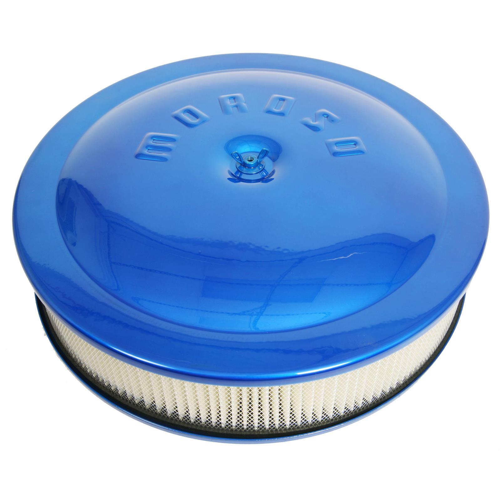 Moroso Air Cleaner Kit, 14 In. X 3 In., Aluminum, Blue Powder Coat - 65906