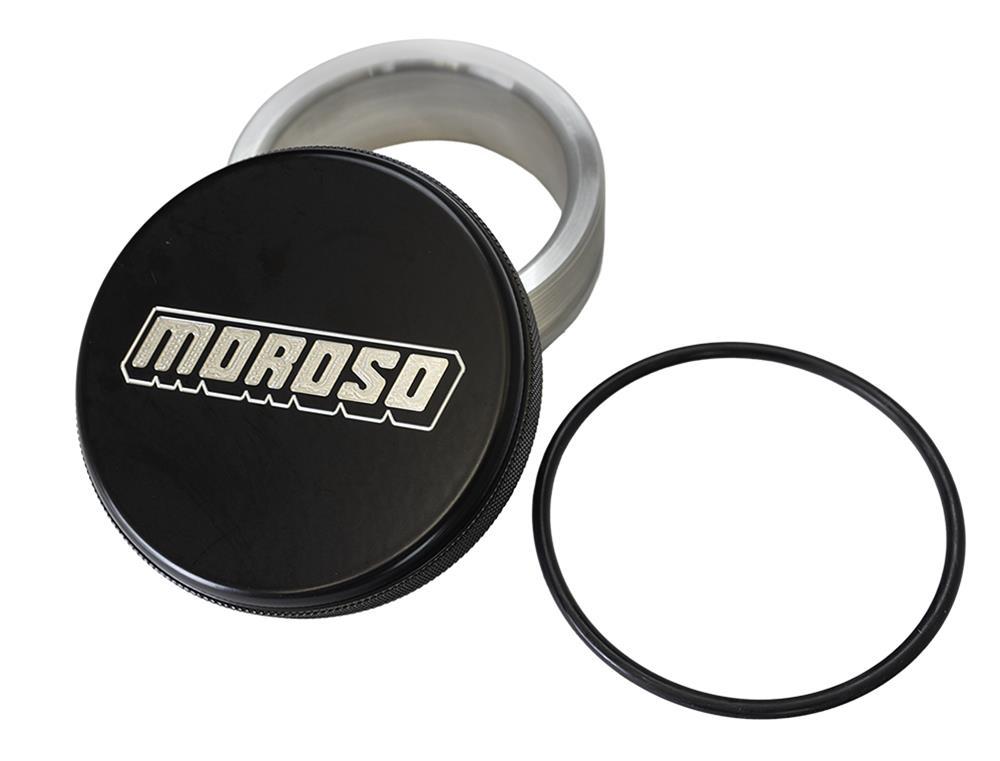 Moroso Fill Cap, Weld-In, W/ Neck/Bung & O-Ring, Black Powder Coat - 85297