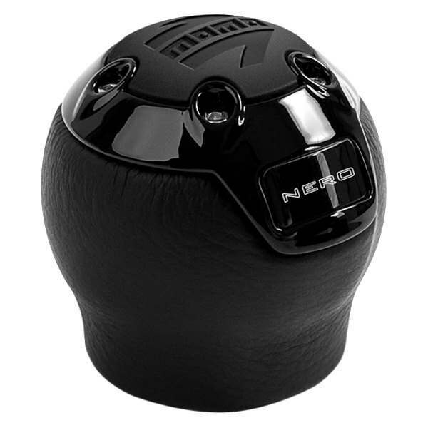 Momo Shift Knob - Nero, Black Leather, Black Chrome Insert, with Reverse Lockout - NERBK1-R