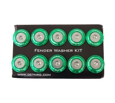 NRG Fender Washer Kit, Set of 10, Green, Rivets for Plastic - FW-100GN