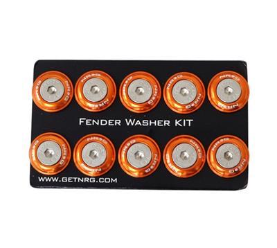 NRG Fender Washer Kit, Set of 10, Orange, Rivets for Plastic - FW-100OR